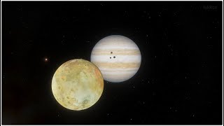 perspectiva de um eclipse da lua de júpiter / piano universo