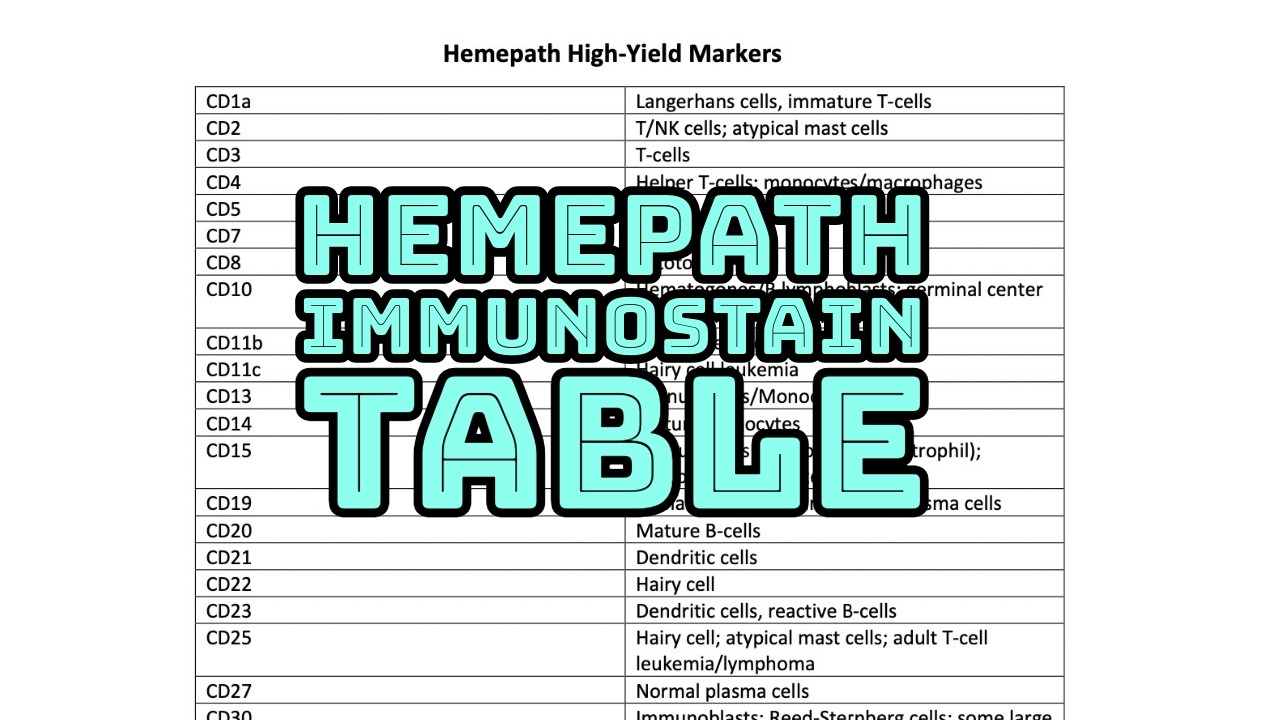Leukemia & Lymphoma Immunostains 101 (Hemepath Immunostains & Flow Cytometry Chart) pathology