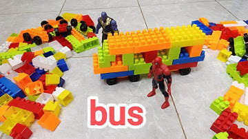 Satisfying diy block bus/lego blocks/building blocks/asmr blocks