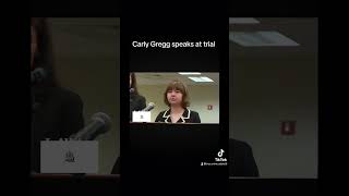 Carly Gregg speaks at the trial