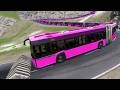 Longest Articulated Buses Descending Mountain Road Longest Articulated Buses Descending Mountain Road