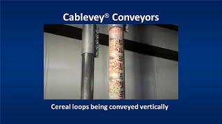 Cereal loops being conveyed vertically with Cablevey Conveyors System