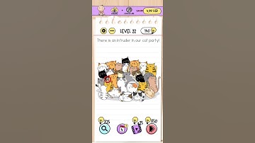 Brain Test Level 22 Answer and Walkthrough | There is an intruder in our cat party