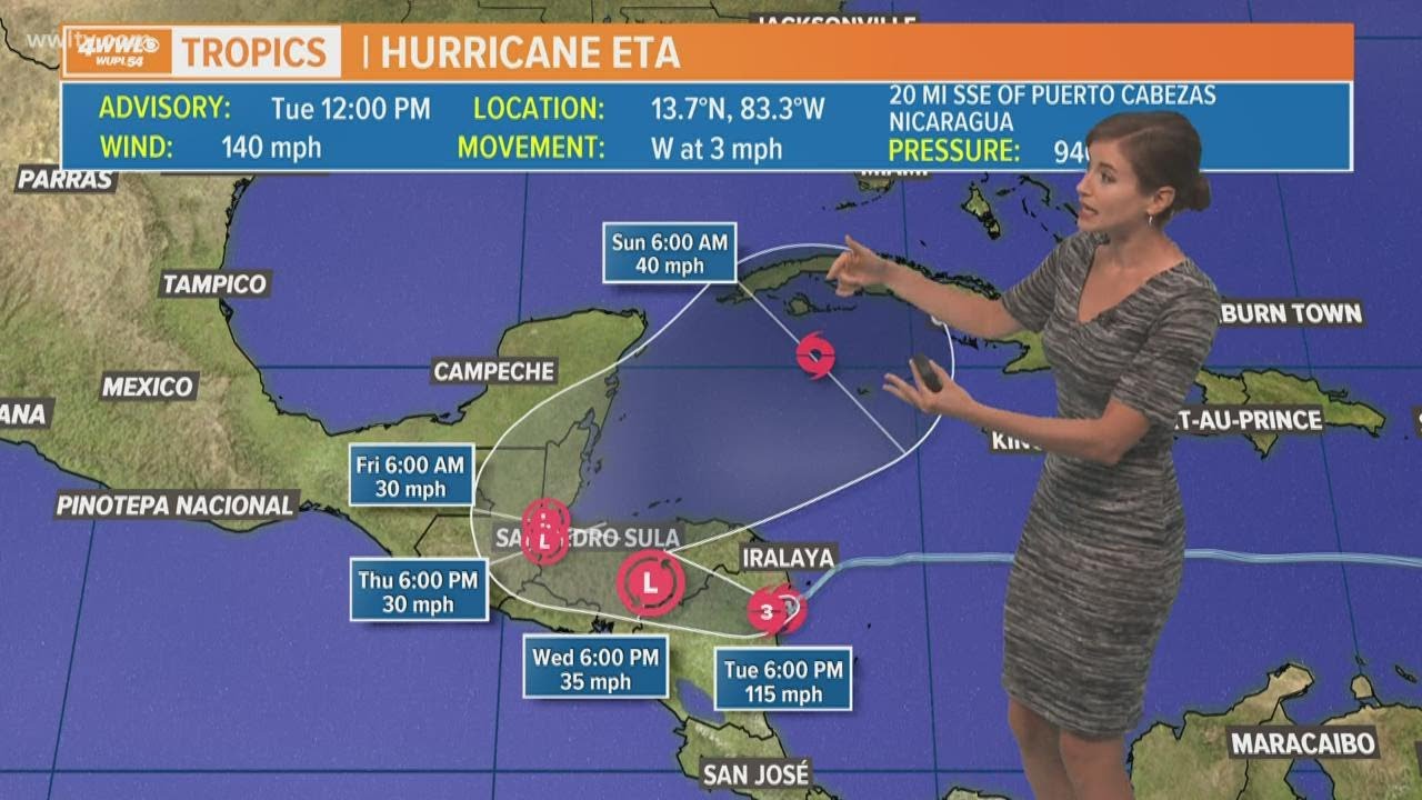 Tuesday midday tropical update: Major Hurricane Eta moves into Nicaragua