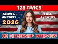 2026 Random 128 Civics Questions/Easy Answers Official US Citizenship Test 2025 Version, Ciudadania