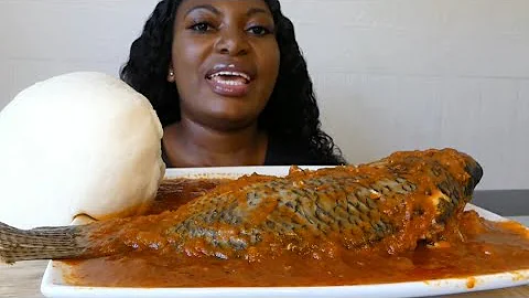 Asmr mukbang fish pepper soup with fufu / massive swallow sounds but no slurp and gobble