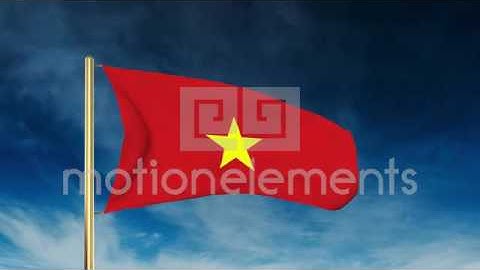 Vietnam Flag Slider Style. Waving In The Wind With Cloud Background Animation Stock Video Footage