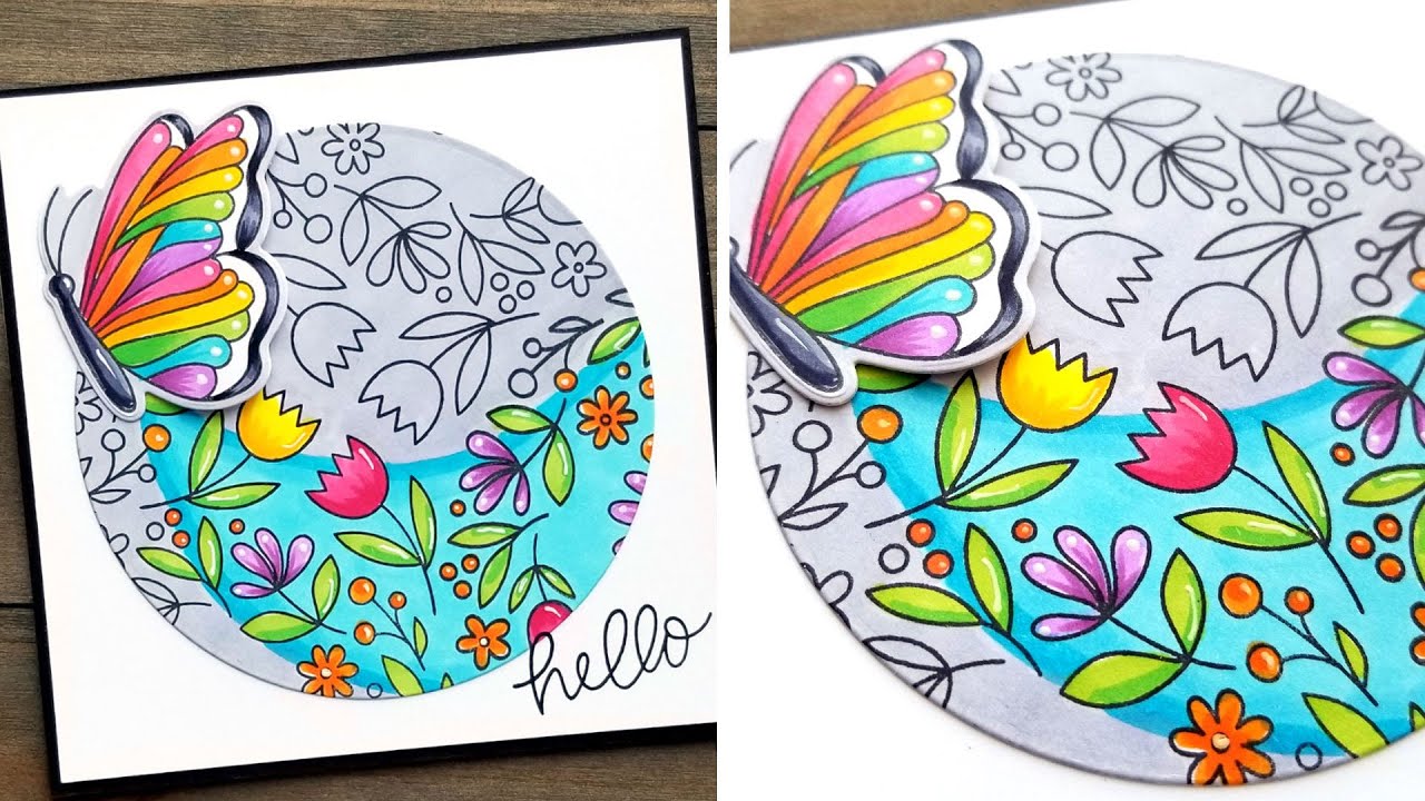 Copic Rainbow Butterfly Card by Pretty Pink Posh - YouTube
