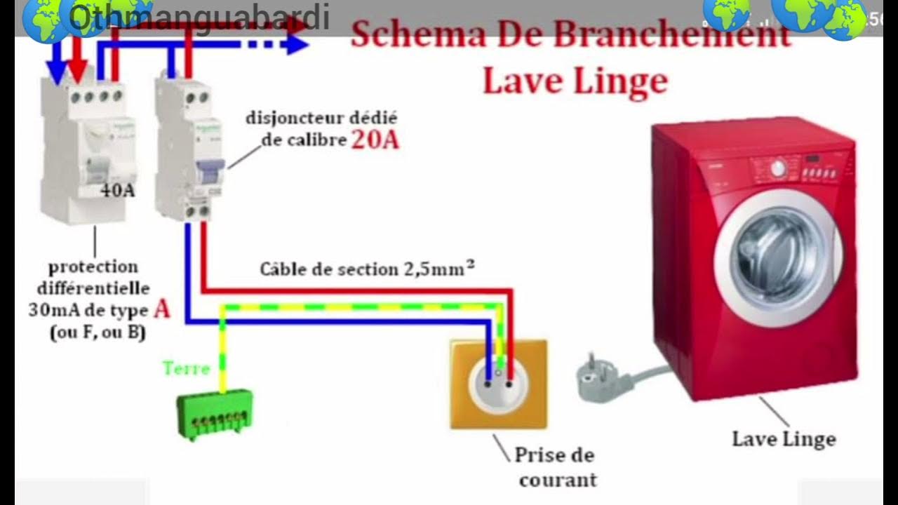 Disjoncteur Pour Machine à Laver schéma de branchement prise lave linge - YouTube