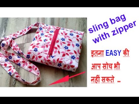 multi pockets sling bag with zipper -cutting and stitching - bag making ...