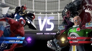 NOVA and Spider-man vs Venom and Sigma - MARVEL VS. CAPCOM: INFINITE