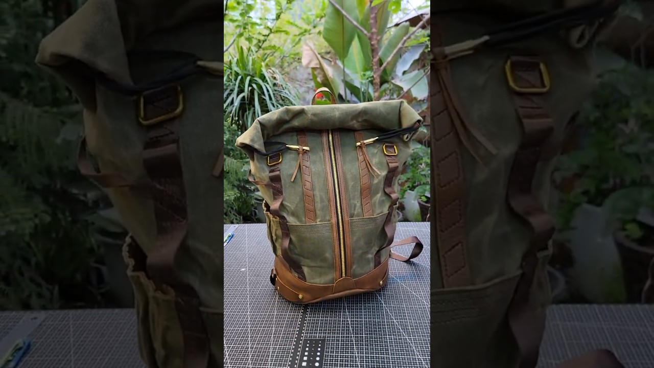 Retro oil wax canvas backpack - backpack travel, cycling backpack, motorcycle travel