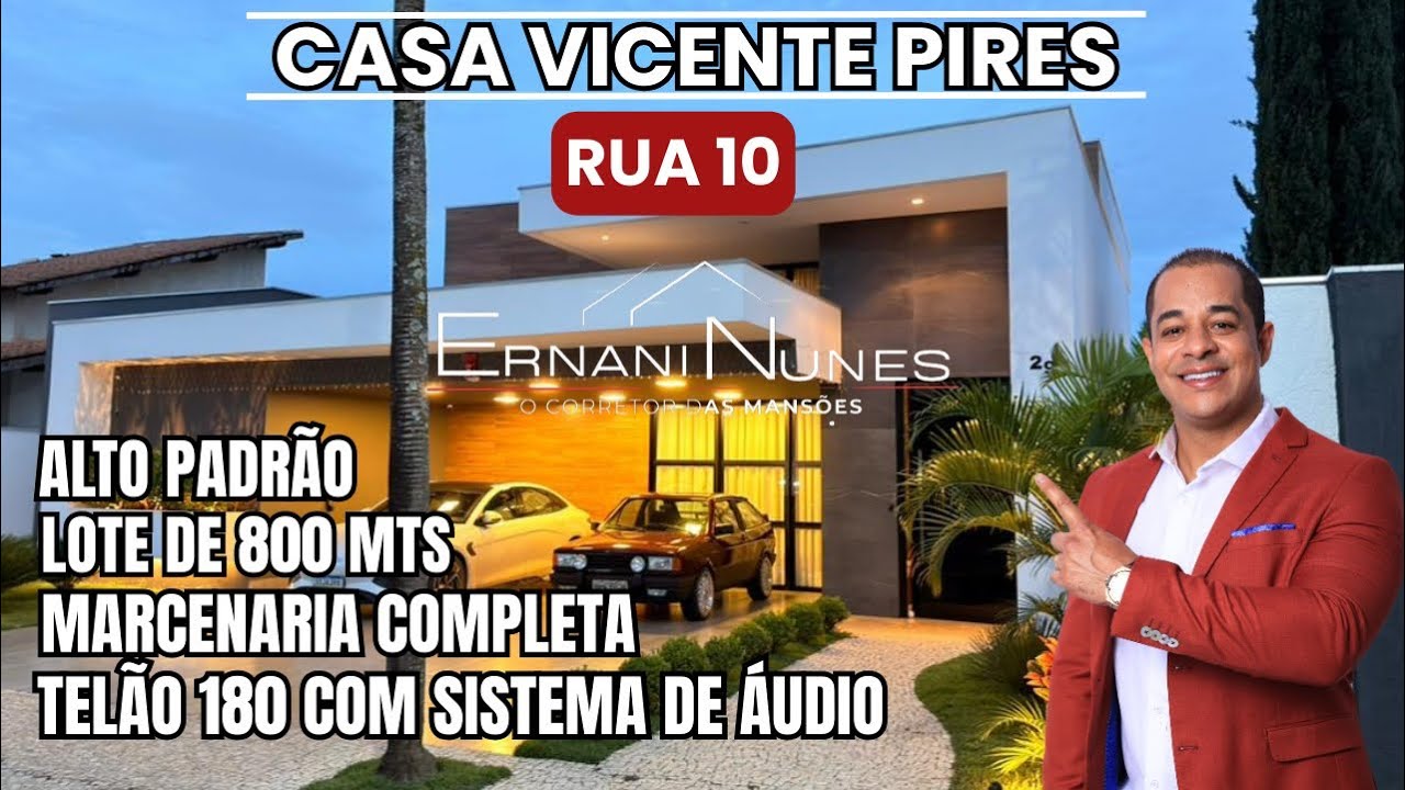 BELÍSSIMA CASA RUA 10 GOM TELÃO 180” 4 SUÍTES MARCENARIA COMPLETA 800 MT