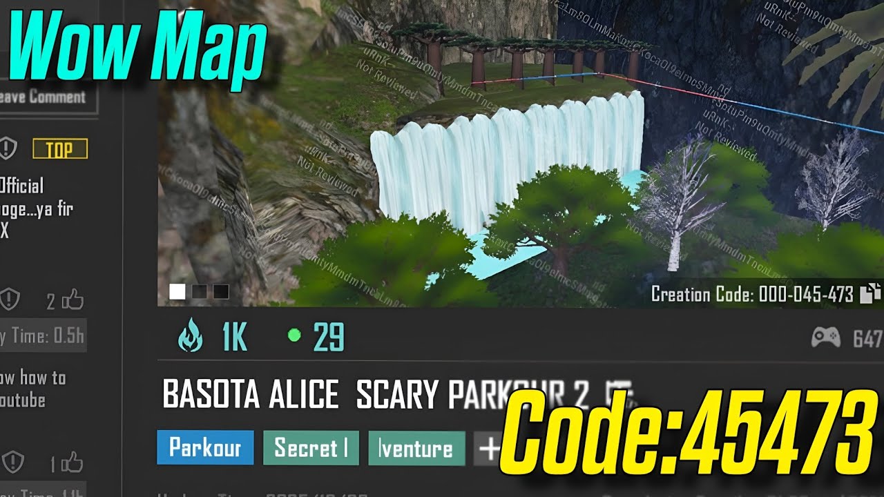 Bgmi wow Parkour map code 45473 Basota Alice Scary Parkour 2 