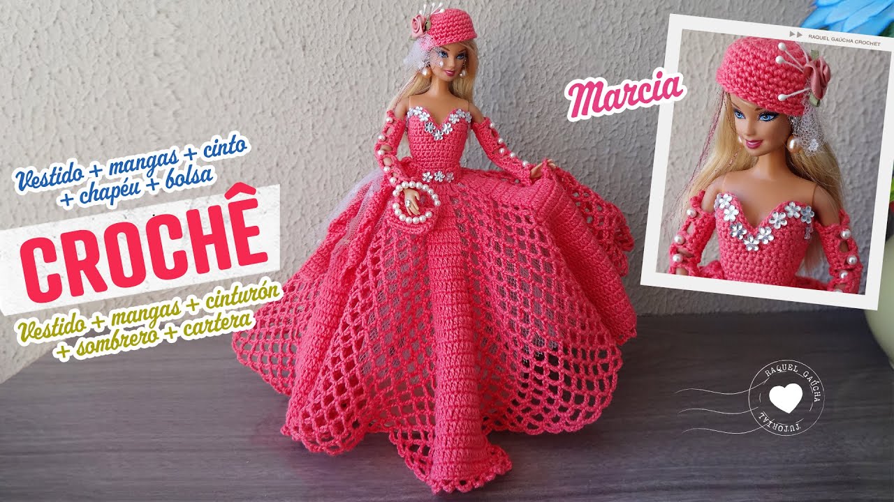 Roupa de crochê Barbie/ Ropa tejida a crochet muñeca Barbie