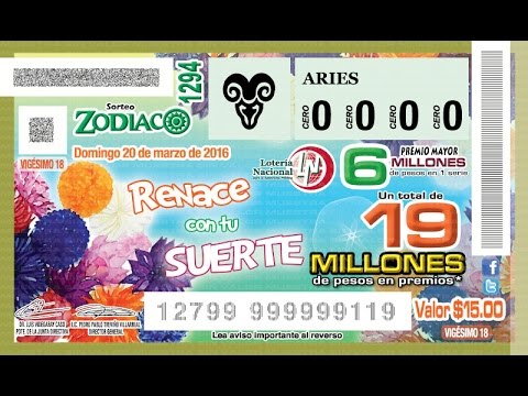 Sorteo Zodiaco No.1294 del Domingo 20 de Marzo de 2016. 