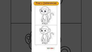 🧠 The 3rd Will BREAK YOUR BRAIN!  MONKEY (Black&amp;White Edition) #284 #findthedifference  #puzzle