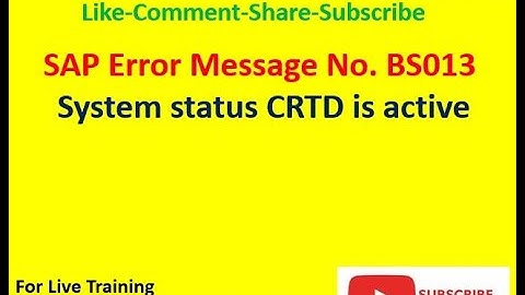 Message No. BS013 - System status CRTD is active