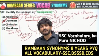 Day 1 7000 Vocabulary RAMBAAN SYNONYM Series Most Important FOR SSC 2026