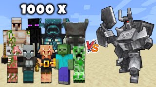 FERROUS WROUGHTNOUT vs 1000x All mobs in Minecraft - Ferrous Wroughtnout vs every mob 1v1000
