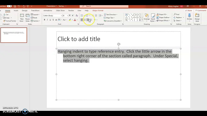 Hanging indent in PowerPoint