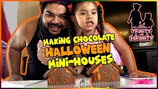 Yummy Chocolate Halloween Mini-Houses with Trinity and Daddy