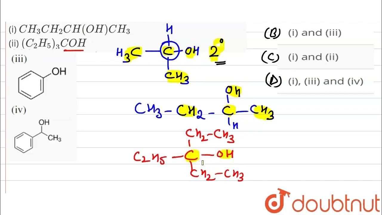Identify the secondary alcohols from the following set: (i) CH_3CH_2CH ...
