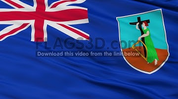 Close Up Waving National Flag of Montserrat