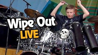 WIPE OUT - LIVE (10 year old Drummer) Avery Drummer & Friends