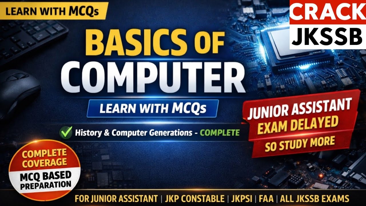 BASICS OF COMPUTER Part 1 For All JKSSB Exams  Junior Assistant, JKP Constable, JKPSI, FAA