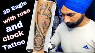 Eagle clock with Rose tattoo | #prince_ink_tattooz |#TATTOO | #Tattooz |#Tattoos