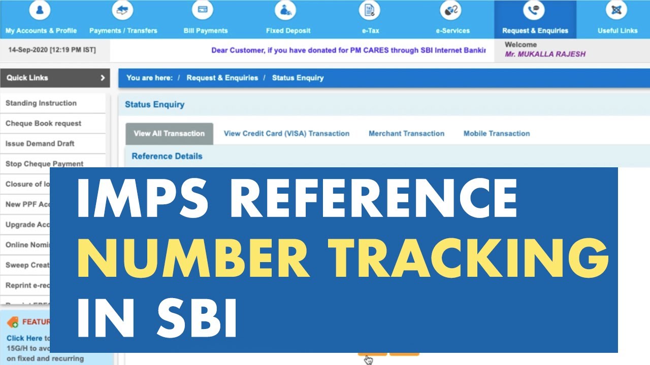 IMPS Reference Number Tracking in SBI