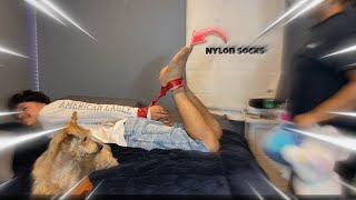 EXTREME TICKLE CHALLENGE WITH NYLON SOCKS & HOGTIE DUCK TAPE