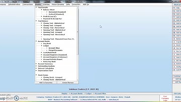 Display Options and shortcut Key to Open or display a particular ledger Account in Busy 17.