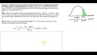 Math 14 6.2 Example 1: What Proportion of Men Are Taller Than the 72 in. (Using StatCrunch)