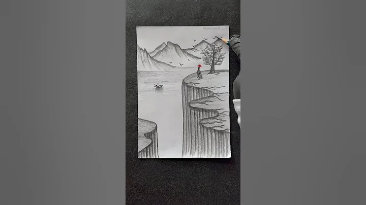 Easy landscape drawing technique 🤔😱 #shorts #craft #art #drawing #crafts #satisfying thumbnail