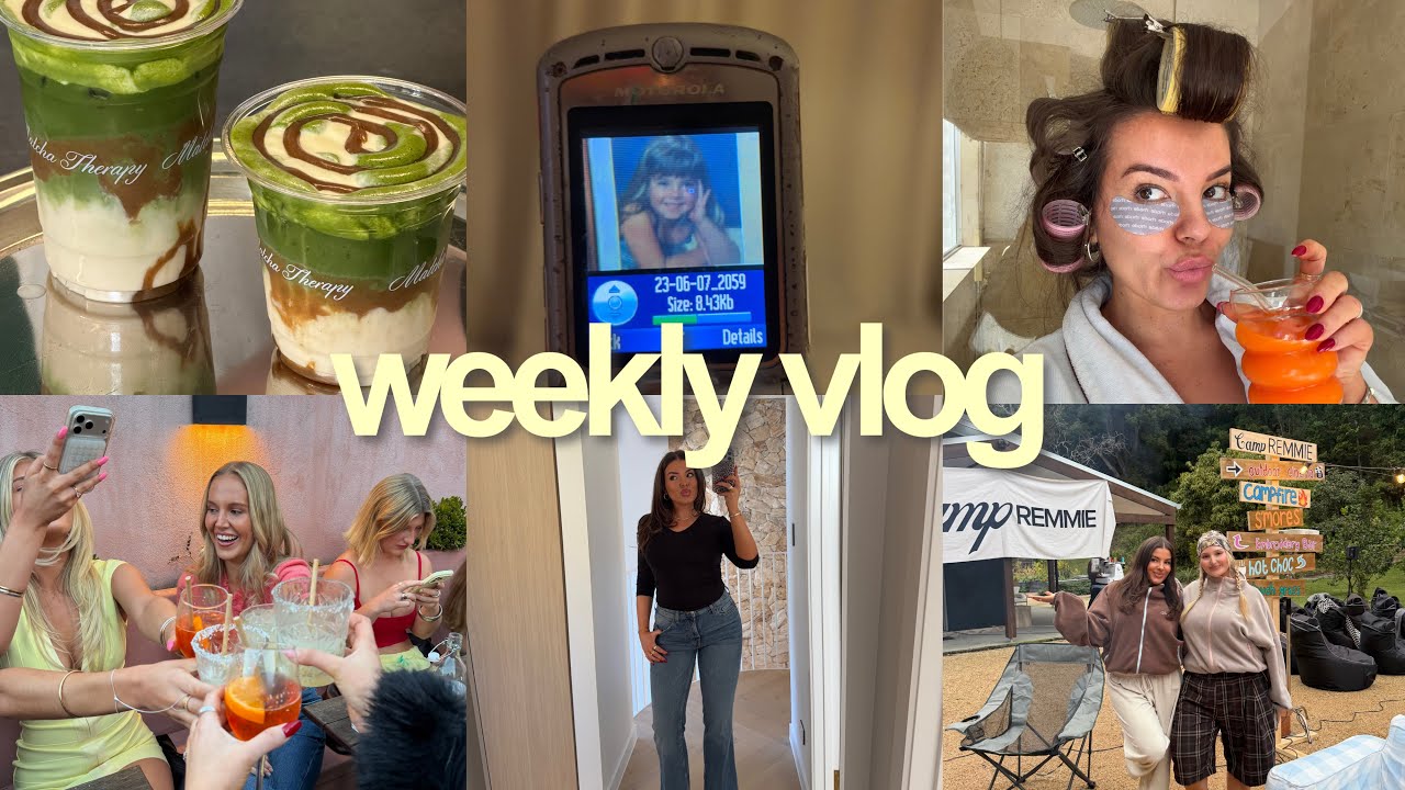 weekly vlog 💌 birthday glam, cinnamon scroll matcha, viral jeans + camp  remmie