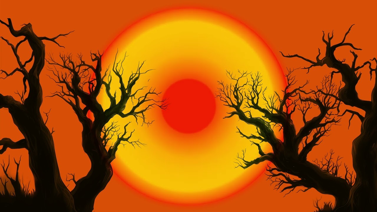 Spooky Sunset Lamp 🎃 with LOFI music 1 HOUR