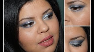 Christmas Makeup Tutorial ~Blue and Metallic Silver Smokey Eye~ Karla Menjivar