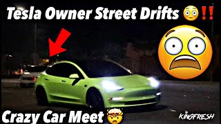 Tesla Owner Does Not Care About His Car Full Send Insane (Street) Drifting Los Angeles