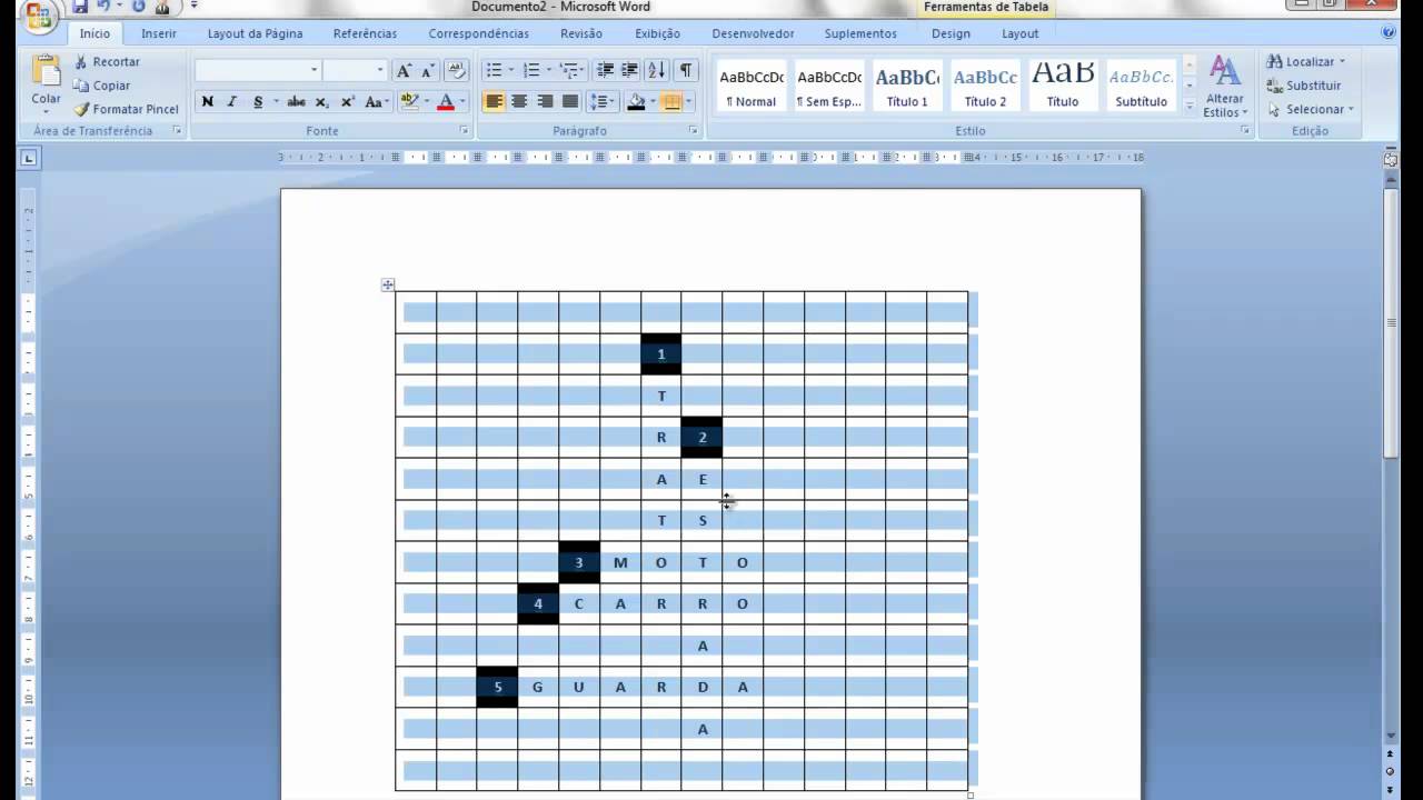 Eu vou criar uma palavra cruzada para você