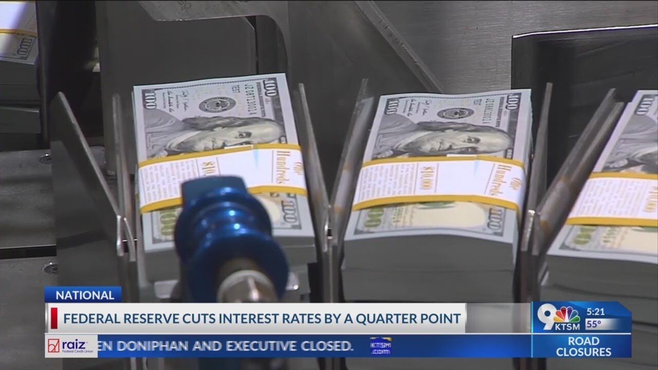 Federal reserve cuts interest rates by a quarter point - YouTube