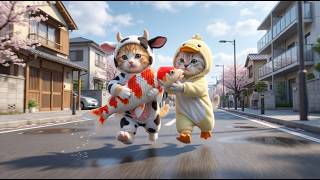 子猫たちが鯉を助けて一緒に池を作った — 心温まる物語 🐾💧