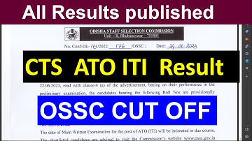 OSSC CTS EXAm RESULT Published| ITI | ATO | DIPLOMA/DEGREE | #ossc #osscexam