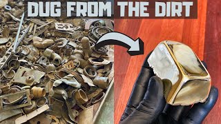 Buried Metal Melt Down  Ancient Plaque Casting  ASMR Metal Melting  Trash To Treasure  Detected