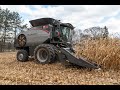 2020 Gleaner S98 demo with 8 row 3308c command head in Wisconsin. 6144 White tractor on J&M cart