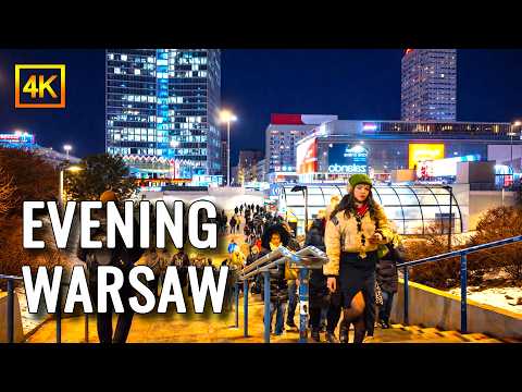 WARSAW – Europe’s Rising Power After Dark | 4K HDR Walking Tour