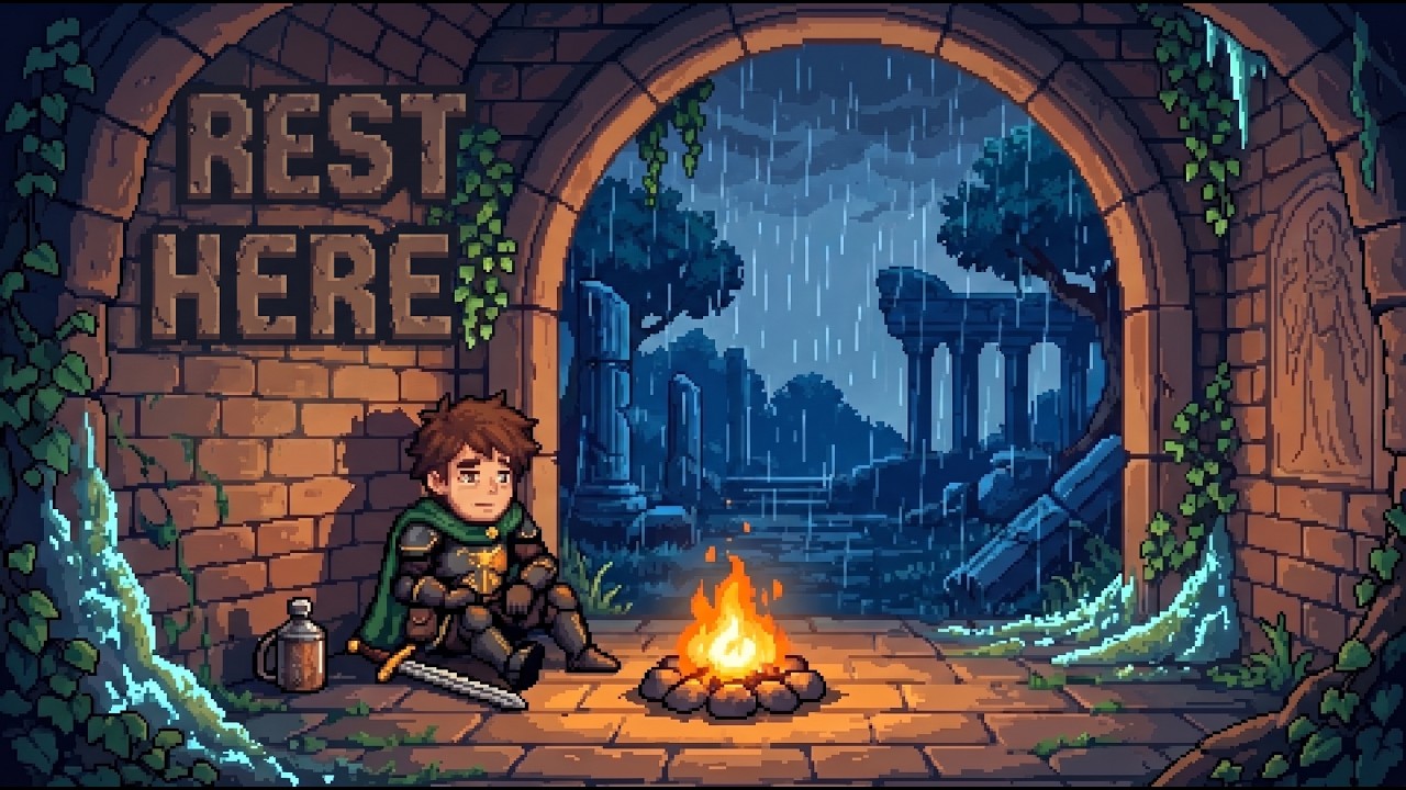 You found a safe shelter... ⚔️ Cozy Dungeon Campfire & Medieval Lofi for Sleep