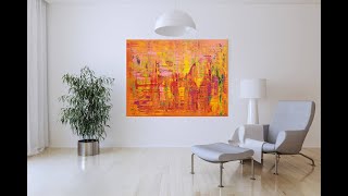 Summer coctail - large palette knife abstract painting