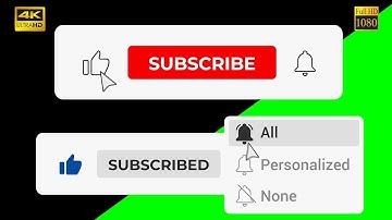 Subscribe button all notification #6 green screen, transparent